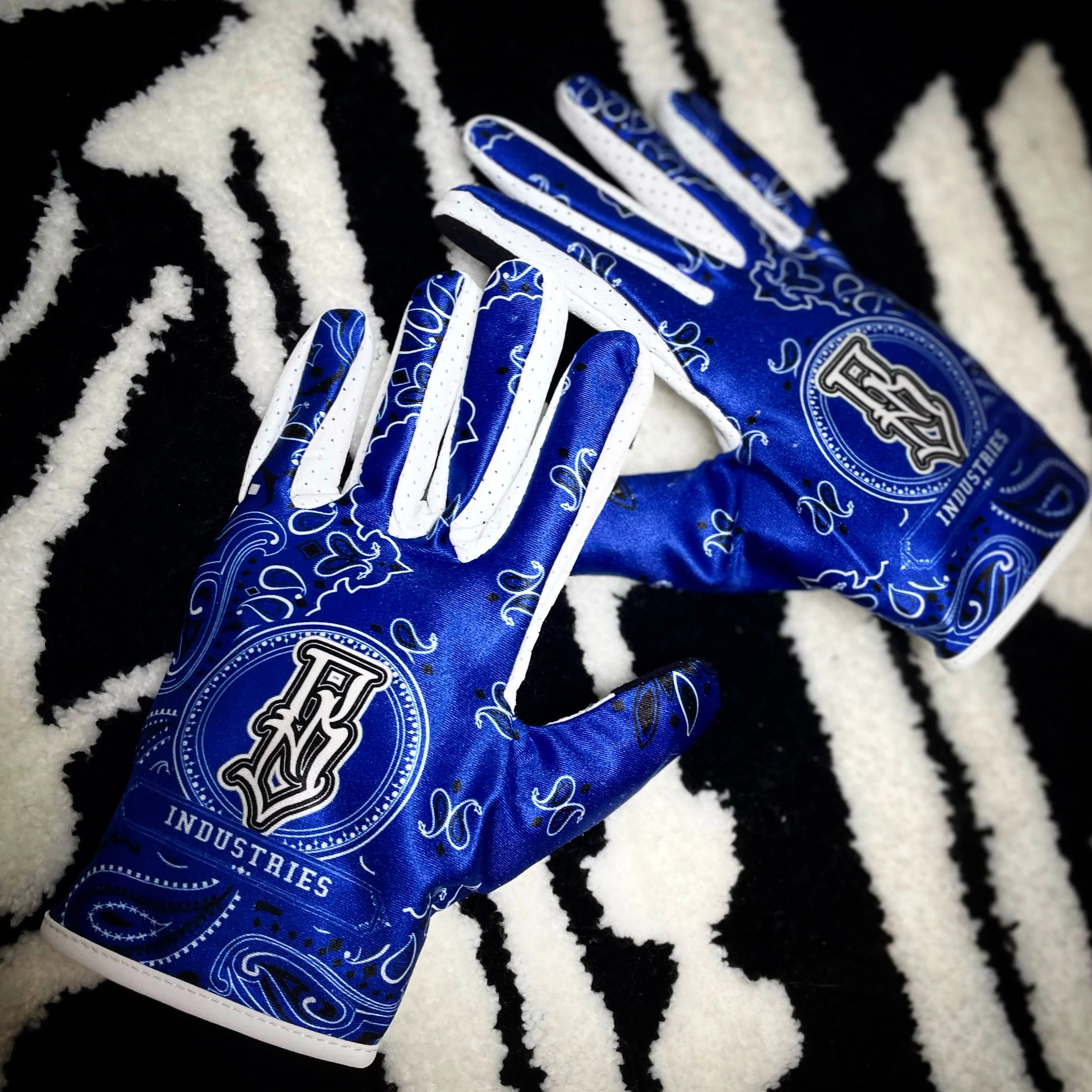 PAISLEY RIDING GLOVES BLUE